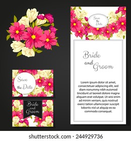 Set of invitations with floral background