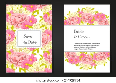 Set of invitations with floral background