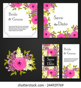 Set of invitations with floral background