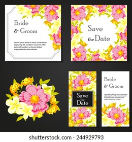 Set of invitations with floral background