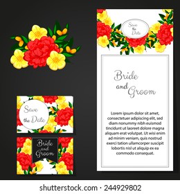 Set of invitations with floral background