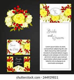 Set of invitations with floral background