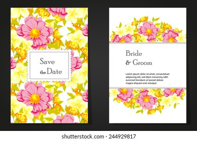 Set of invitations with floral background