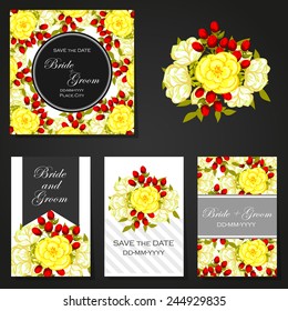 Set of invitations with floral background