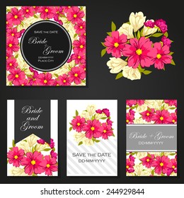 Set of invitations with floral background