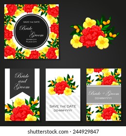 Set of invitations with floral background