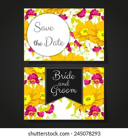 Set of invitations with floral background