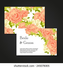 Set of invitations with floral background