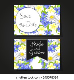 Set of invitations with floral background