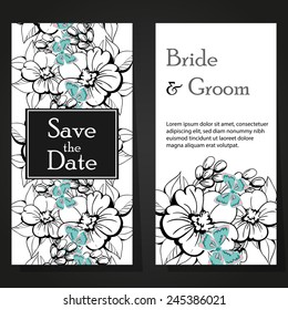 Set of invitations with floral background