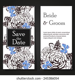 Set of invitations with floral background
