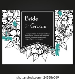 Set of invitations with floral background