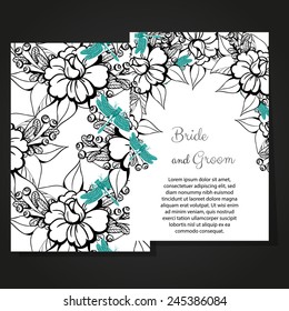 Set of invitations with floral background