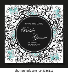 Set of invitations with floral background