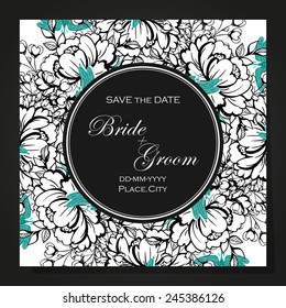 Set of invitations with floral background