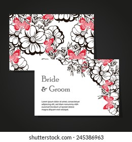 Set of invitations with floral background