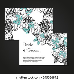 Set of invitations with floral background