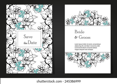 Set of invitations with floral background