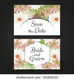 Set of invitations with floral background