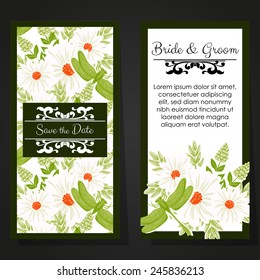 Set of invitations with floral background