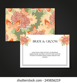 Set of invitations with floral background