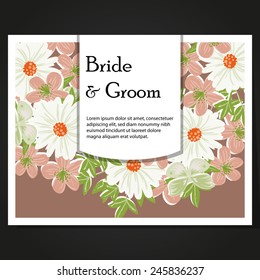 Set of invitations with floral background