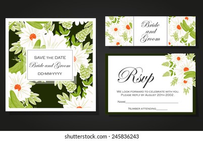 Set of invitations with floral background