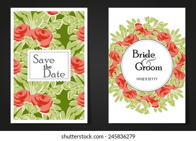 Set of invitations with floral background