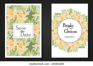 Set of invitations with floral background