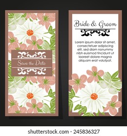 Set of invitations with floral background