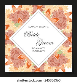 Set of invitations with floral background