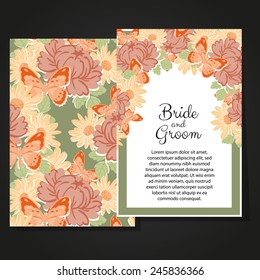 Set of invitations with floral background