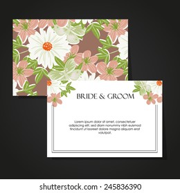 Set of invitations with floral background