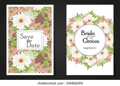 Set of invitations with floral background