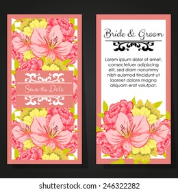 Set of invitations with floral background