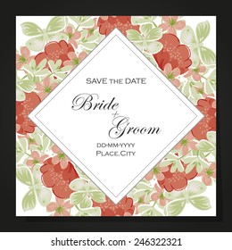 Set of invitations with floral background