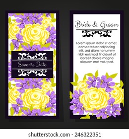 Set of invitations with floral background