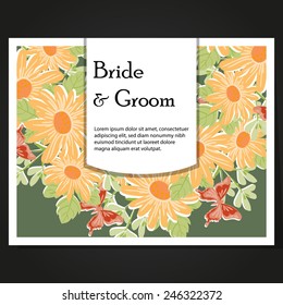 Set of invitations with floral background