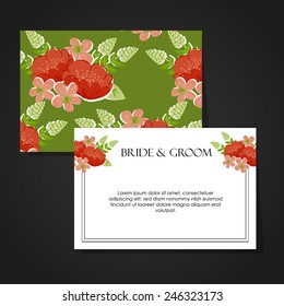 Set of invitations with floral background
