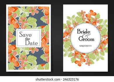 Set of invitations with floral background