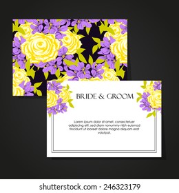 Set of invitations with floral background