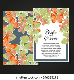 Set of invitations with floral background