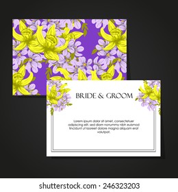 Set of invitations with floral background