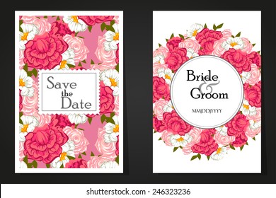 Set of invitations with floral background