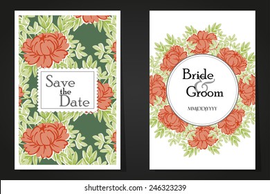 Set of invitations with floral background