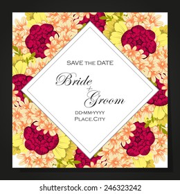 Set of invitations with floral background