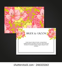 Set of invitations with floral background