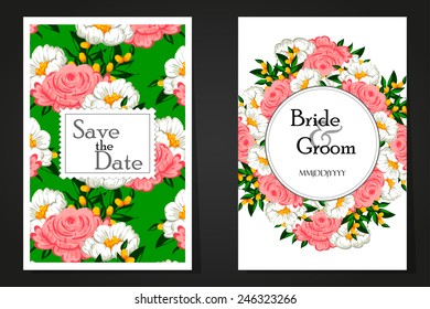 Set of invitations with floral background