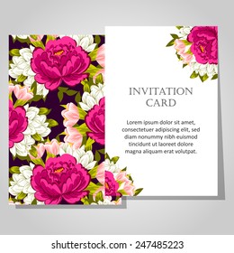 Set of invitations with floral background 