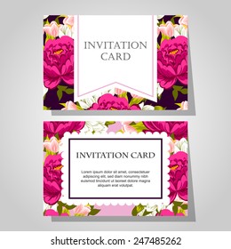 Set of invitations with floral background 